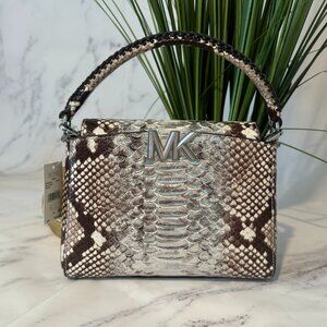 NWT Michael Kors Karlie Snake Embossed Metallic Leather Crossbody Shoulder Bag